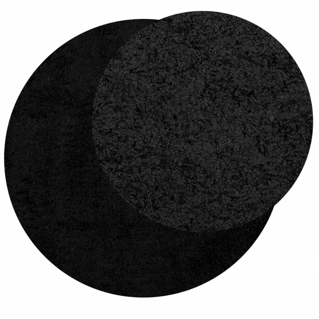 Tappeto Shaggy PAMPLONA a Pelo Lungo Moderno Nero Ø 280 cm - homemem39