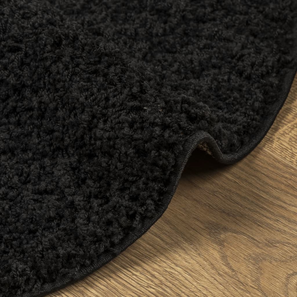 Tappeto Shaggy PAMPLONA a Pelo Lungo Moderno Nero Ø 280 cm - homemem39