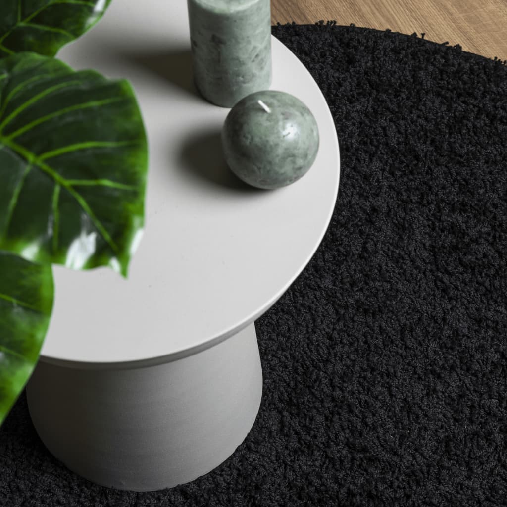 Tappeto Shaggy PAMPLONA a Pelo Lungo Moderno Nero Ø 280 cm - homemem39