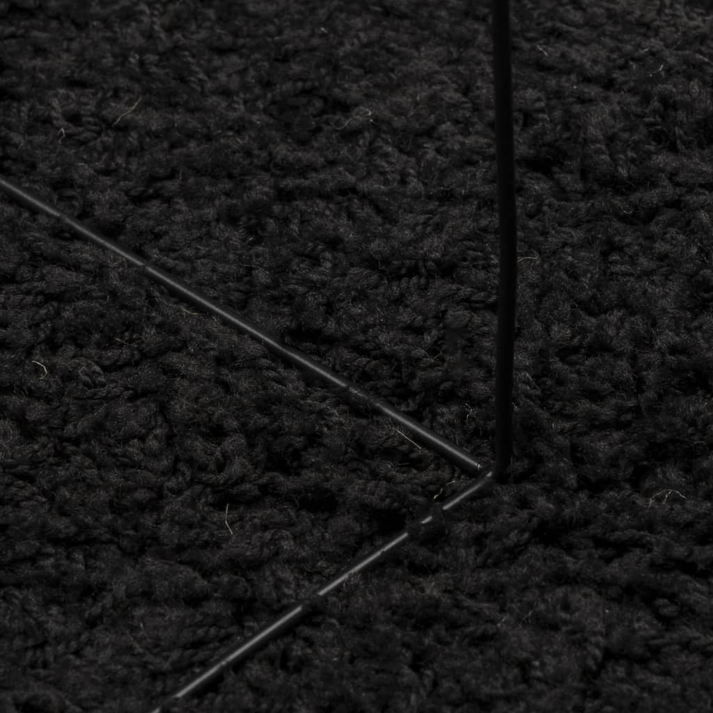 Tappeto Shaggy PAMPLONA a Pelo Lungo Moderno Nero Ø 280 cm - homemem39
