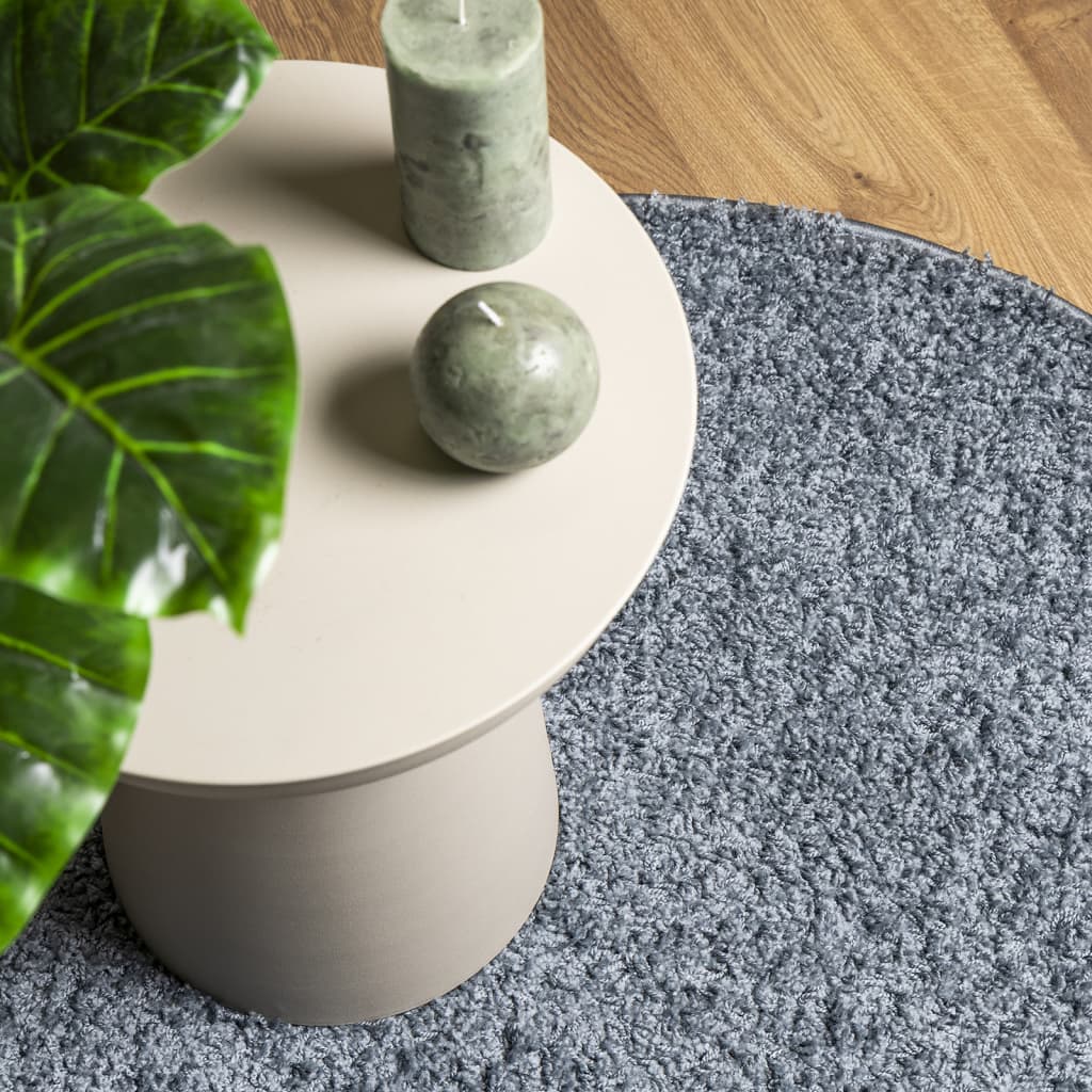 Tappeto Shaggy PAMPLONA a Pelo Lungo Moderno Blu Ø 80 cm - homemem39