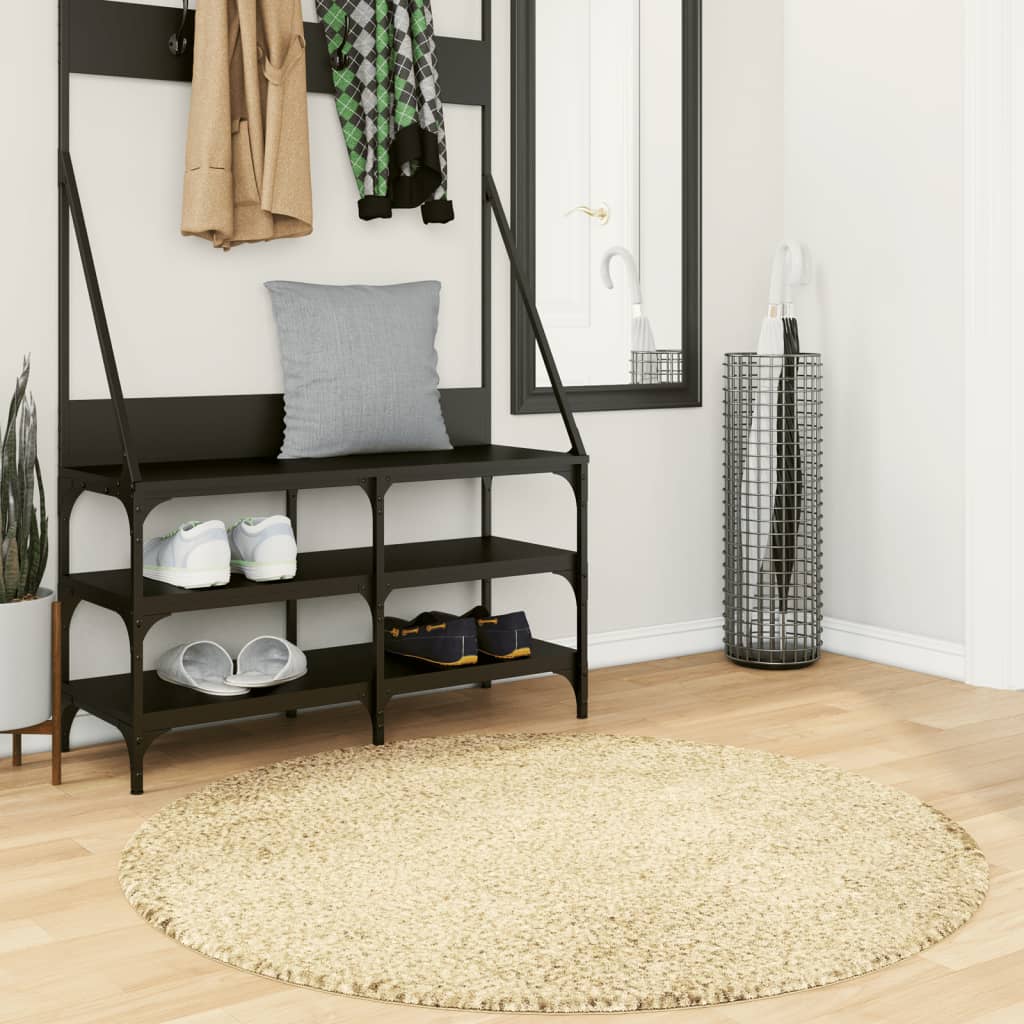 Tappeto Shaggy PAMPLONA a Pelo Lungo Moderno Oro Ø 120 cm - homemem39