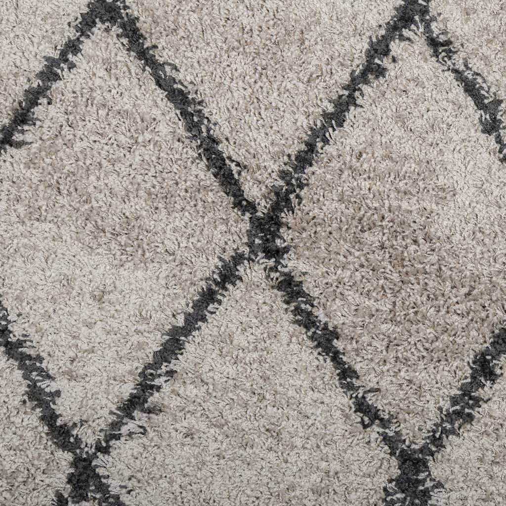 Tappeto Shaggy PAMPLONA Pelo Lungo Beige e Antracite 120x120cm - homemem39