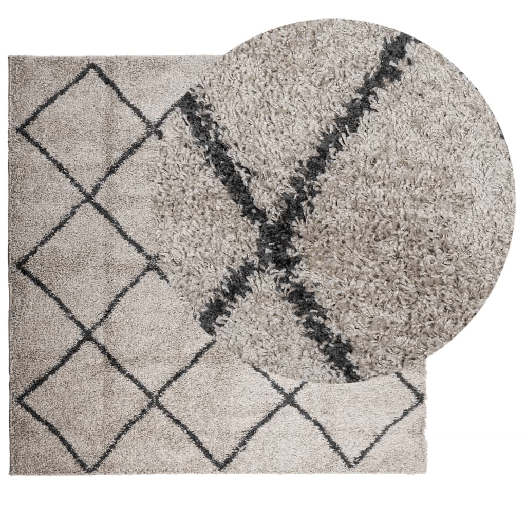 Tappeto Shaggy PAMPLONA Pelo Lungo Beige e Antracite 240x240 cm - homemem39