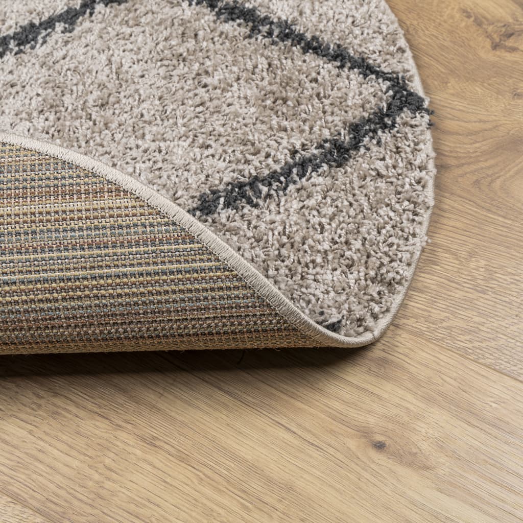 Tappeto Shaggy PAMPLONA a Pelo Lungo Beige e Antracite Ø 120 cm - homemem39