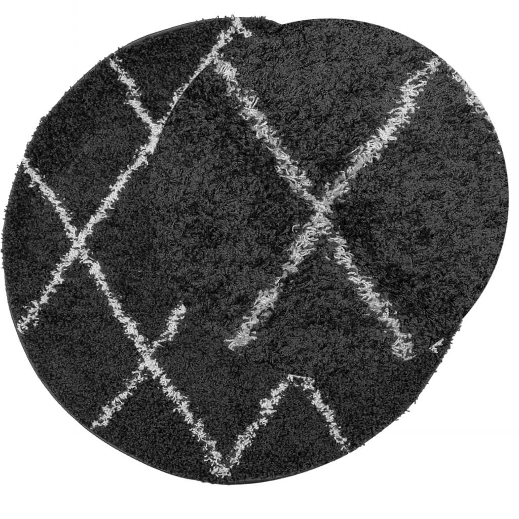 Tappeto Shaggy PAMPLONA a Pelo Lungo Nero e Crema Ø 120 cm - homemem39