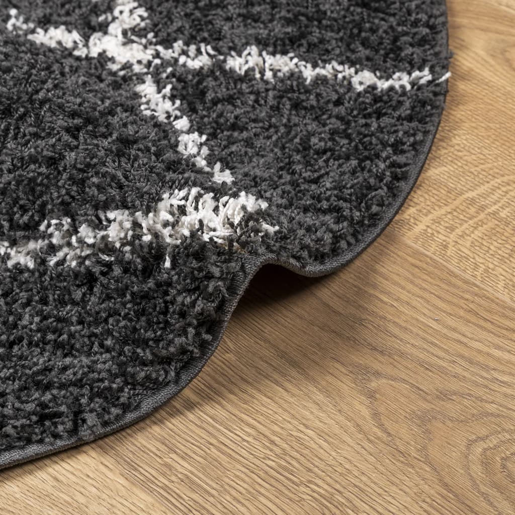 Tappeto Shaggy PAMPLONA a Pelo Lungo Nero e Crema Ø 120 cm - homemem39