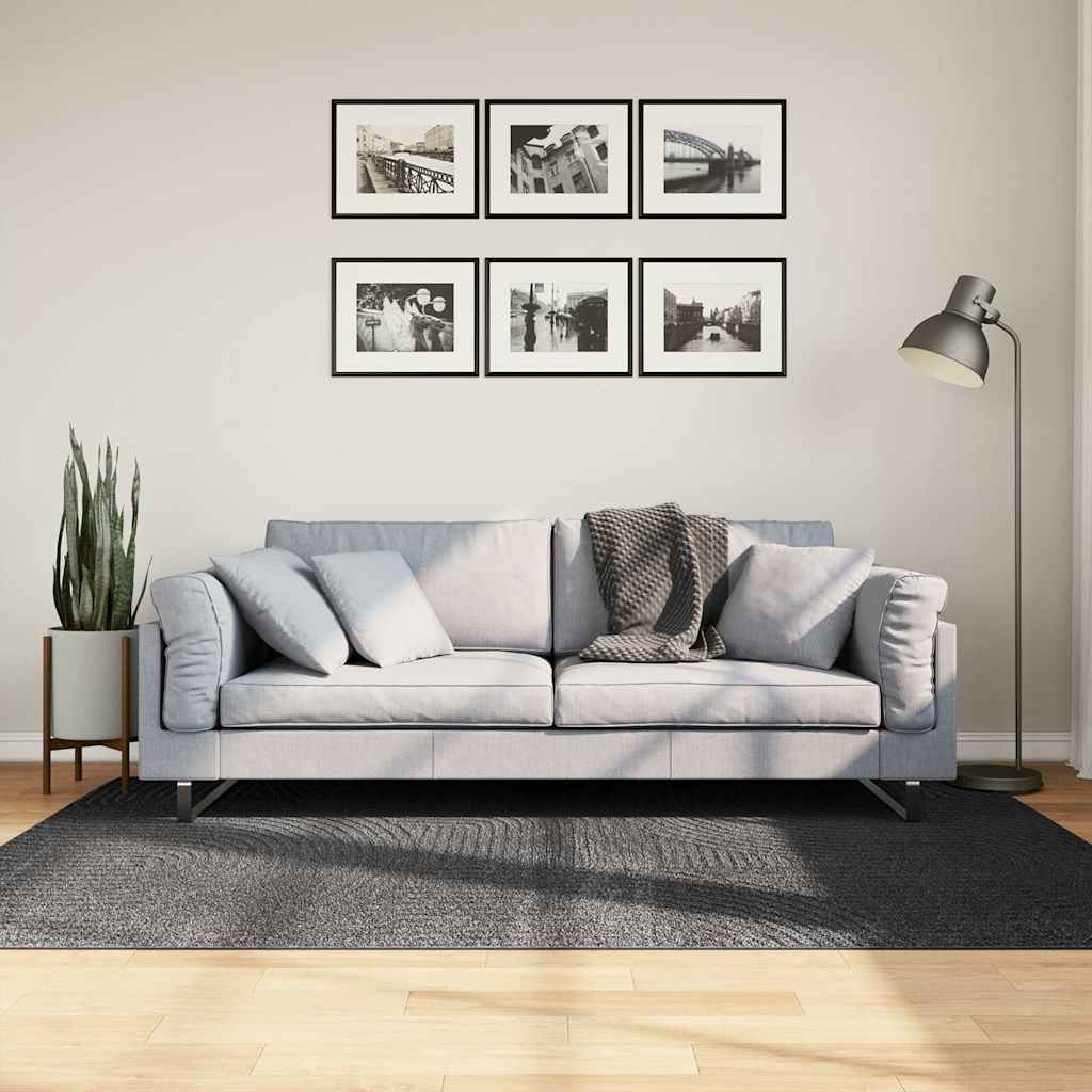 Tappeto IZA a Pelo Corto Aspetto Scandinavo antracite 140x200cm - homemem39