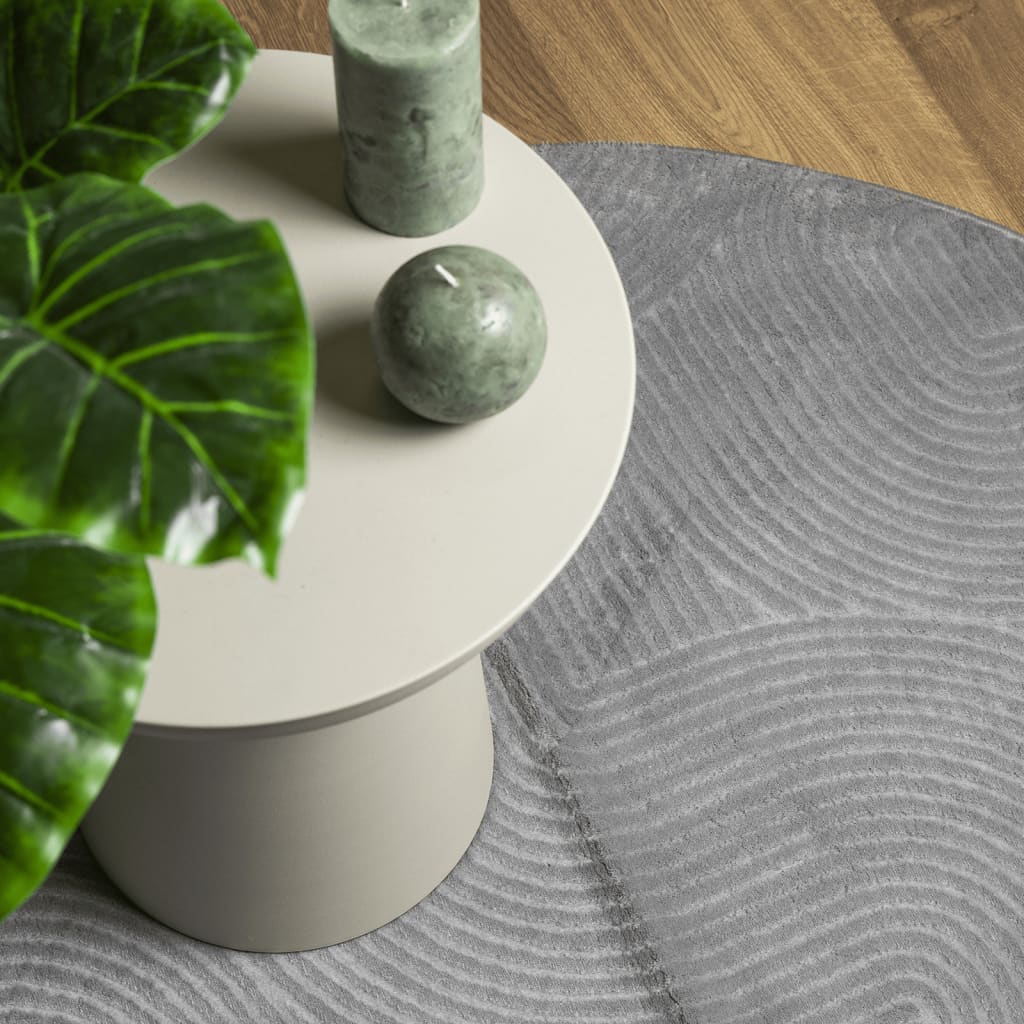 Tappeto IZA a Pelo Corto con Aspetto Scandinavo Grigio Ø 100 cm - homemem39