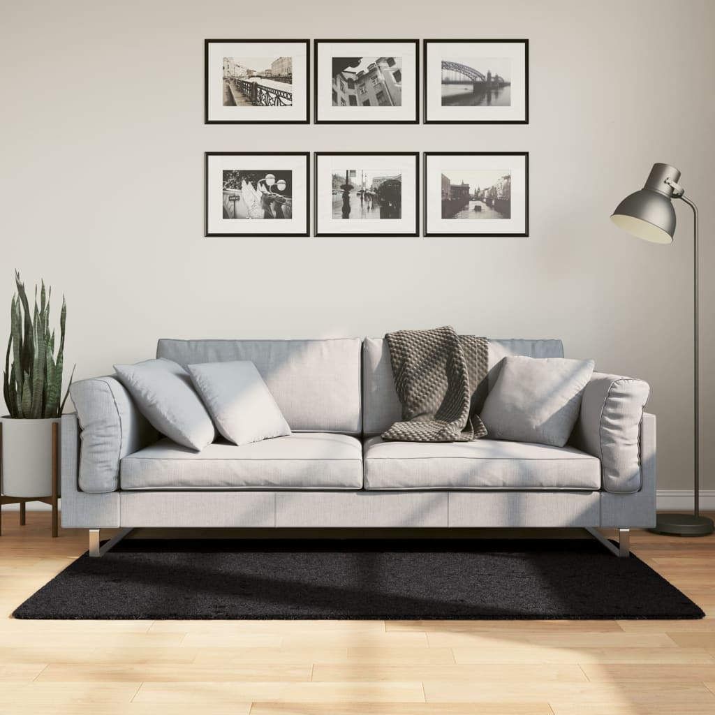 Tappeto OVIEDO a Pelo Corto Nero 80x150 cm - homemem39