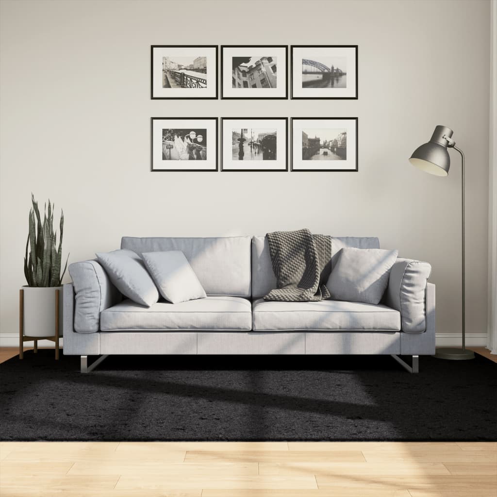 Tappeto OVIEDO a Pelo Corto Nero 160x230 cm - homemem39