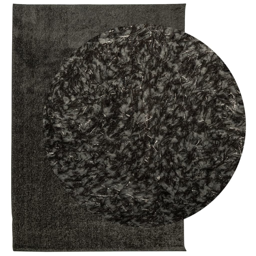 Tappeto a Pelo Lucido Lungo ISTAN Effetto Antracite 120x170 cm - homemem39