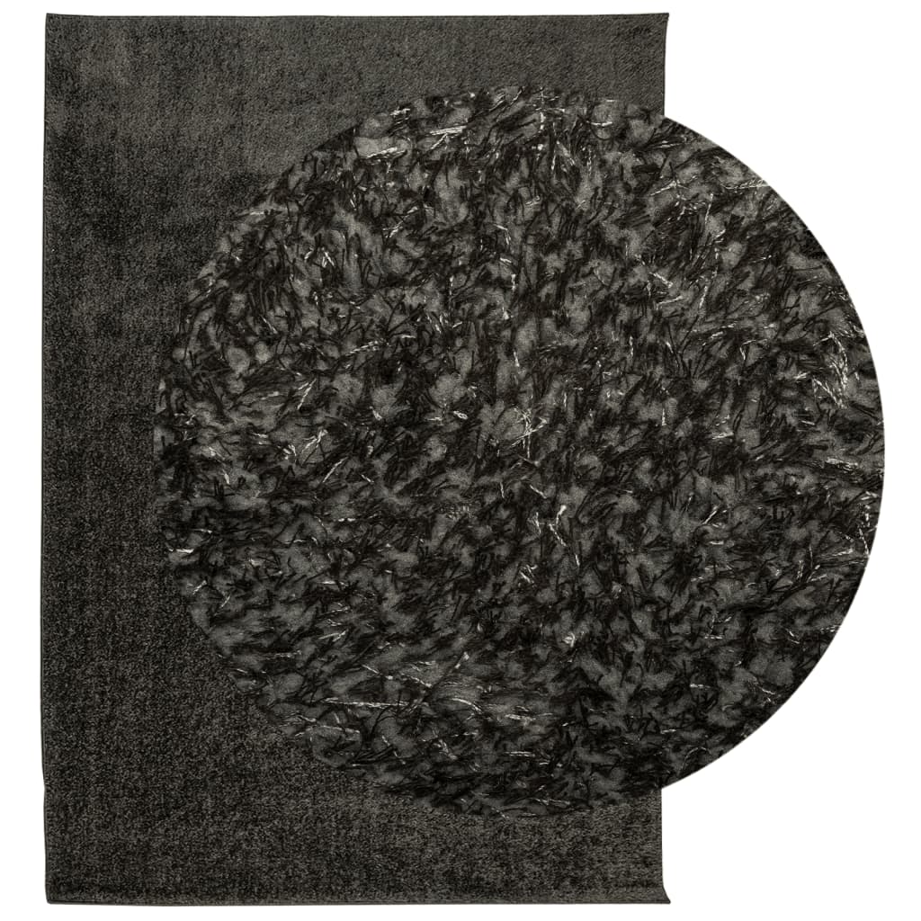 Tappeto a Pelo Lucido Lungo ISTAN Effetto Antracite 160x230 cm - homemem39