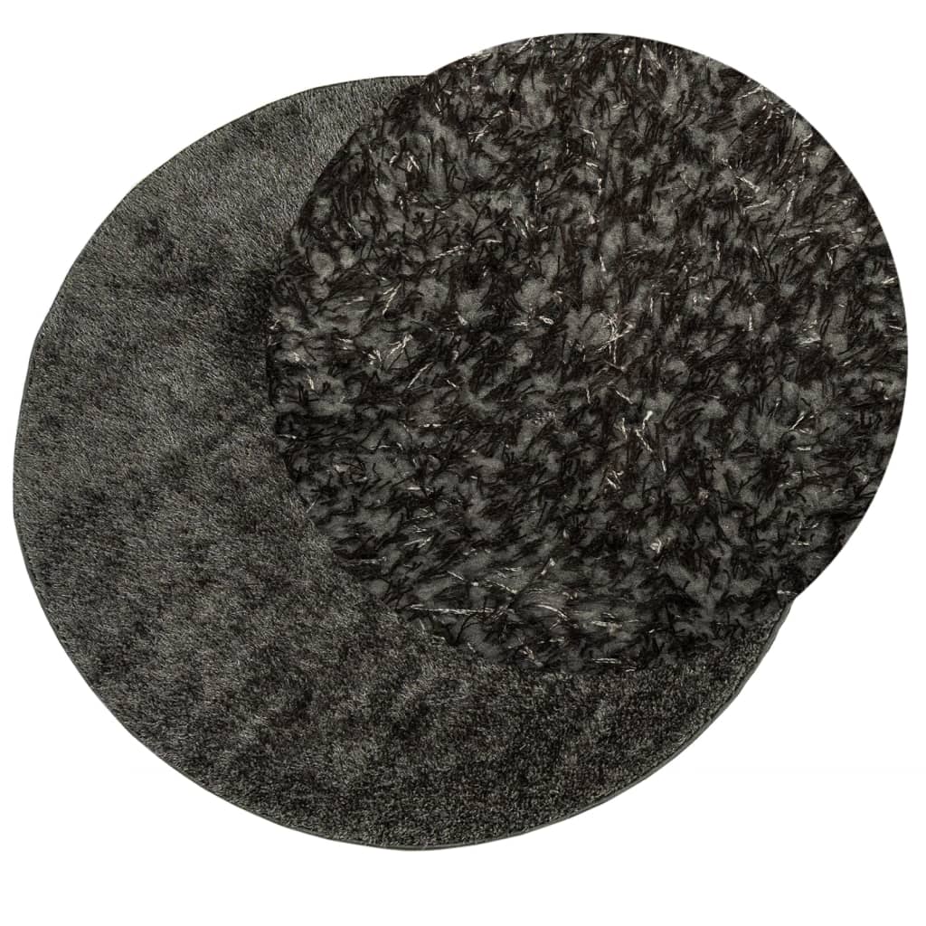 Tappeto a Pelo Lucido Lungo ISTAN Effetto Antracite Ø 80 cm - homemem39