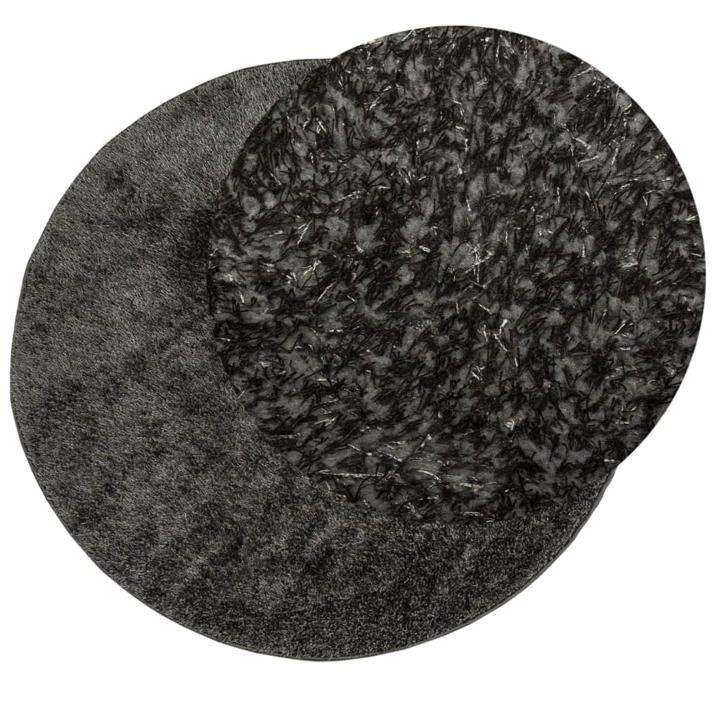 Tappeto a Pelo Lucido Lungo ISTAN Effetto Antracite Ø 120 cm - homemem39
