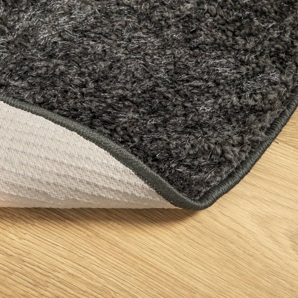 Tappeto a Pelo Lucido Lungo ISTAN Effetto Antracite Ø 120 cm - homemem39