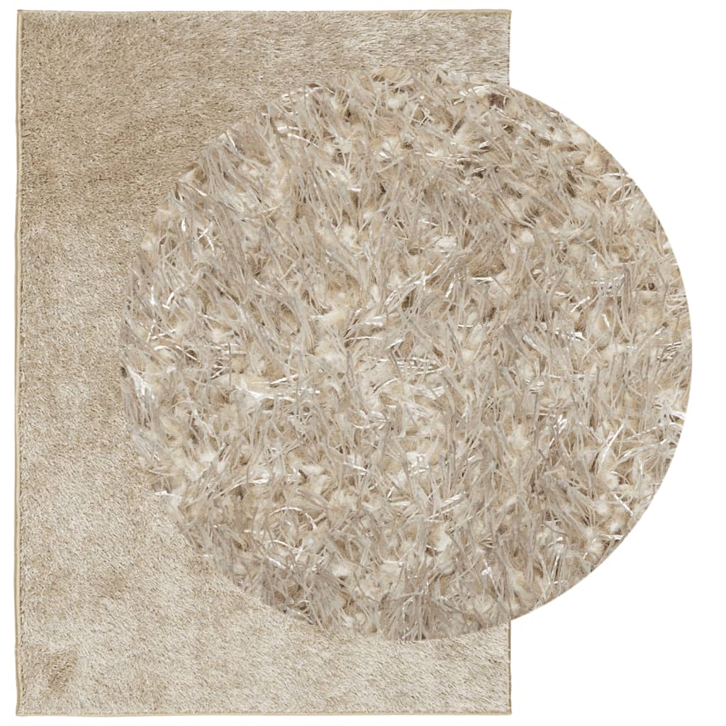 Tappeto a Pelo Lucido Lungo ISTAN Effetto Beige 140x200 cm - homemem39