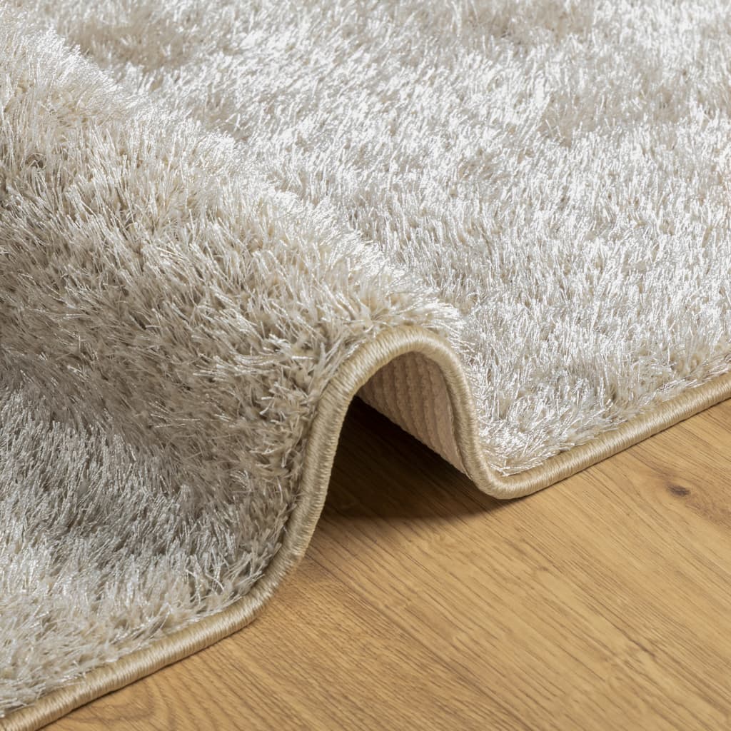 Tappeto a Pelo Lucido Lungo ISTAN Effetto Beige 140x200 cm - homemem39