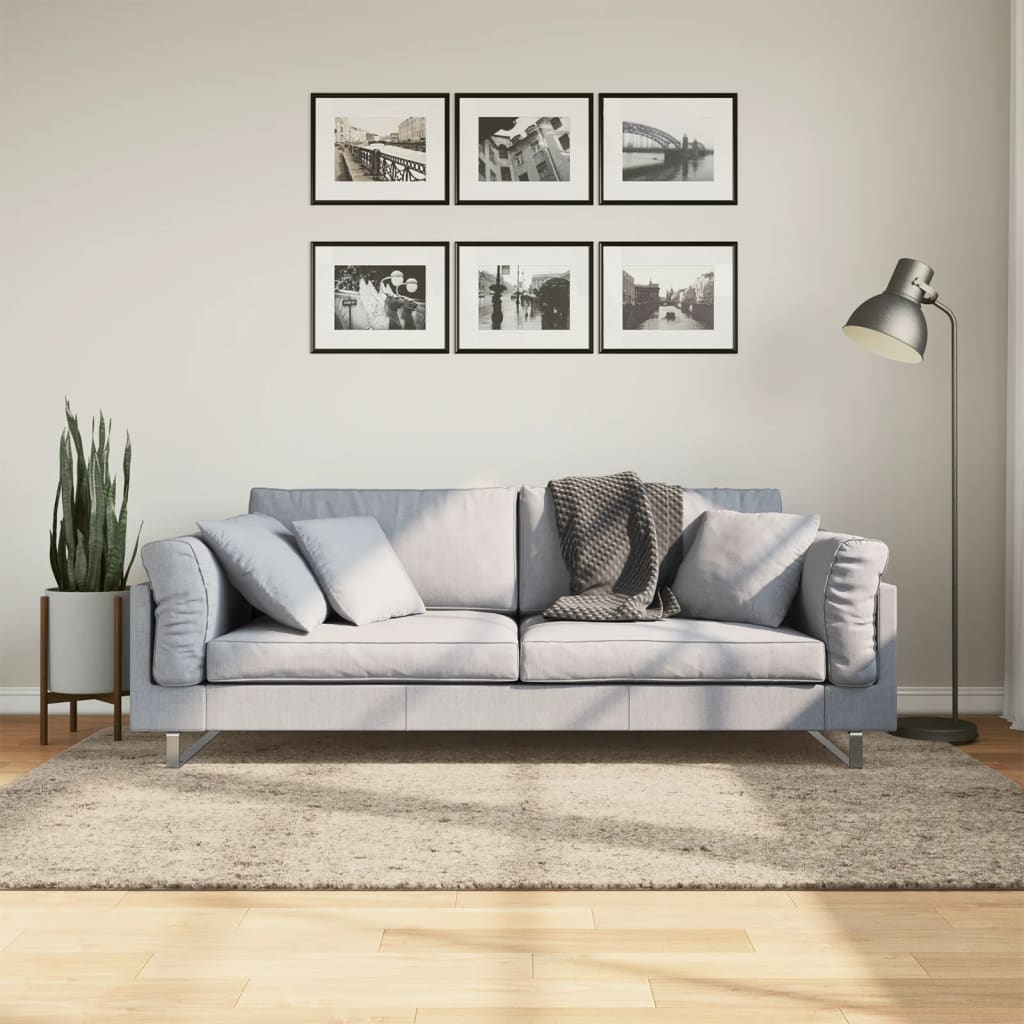 Tappeto a Pelo Lucido Lungo ISTAN Effetto Beige 140x200 cm - homemem39