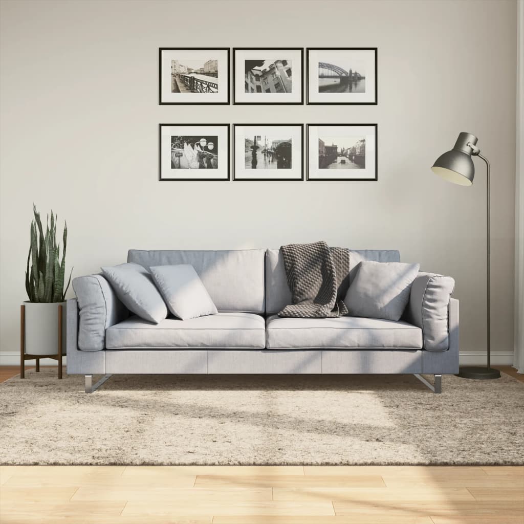 Tappeto a Pelo Lucido Lungo ISTAN Effetto Beige 160x230 cm - homemem39