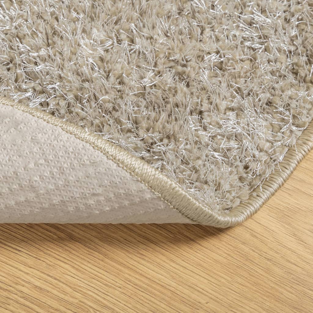 Tappeto a Pelo Lucido Lungo ISTAN Effetto Beige Ø 80 cm - homemem39