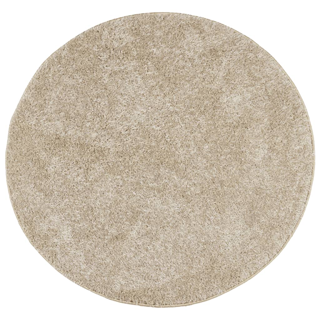 Tappeto a Pelo Lucido Lungo ISTAN Effetto Beige Ø 80 cm - homemem39