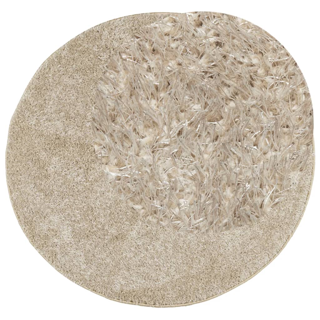Tappeto a Pelo Lucido Lungo ISTAN Effetto Beige Ø 80 cm - homemem39
