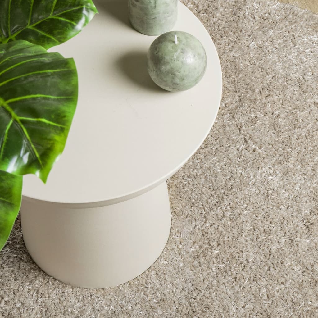 Tappeto a Pelo Lucido Lungo ISTAN Effetto Beige Ø 80 cm - homemem39