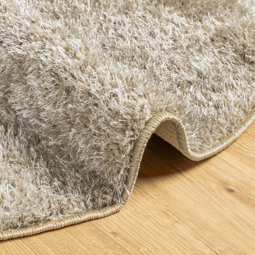 Tappeto a Pelo Lucido Lungo ISTAN Effetto Beige Ø 160 cm - homemem39