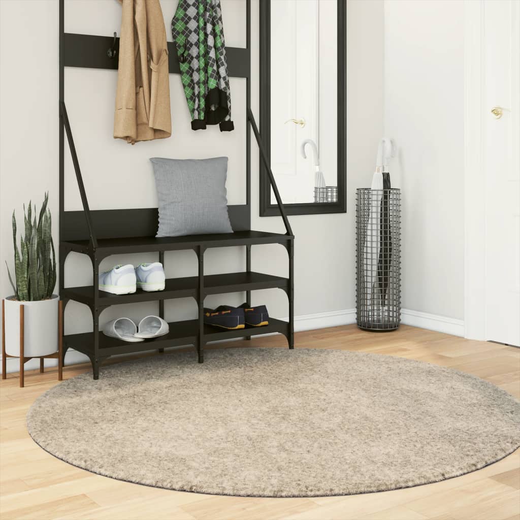 Tappeto a Pelo Lucido Lungo ISTAN Effetto Beige Ø 160 cm - homemem39