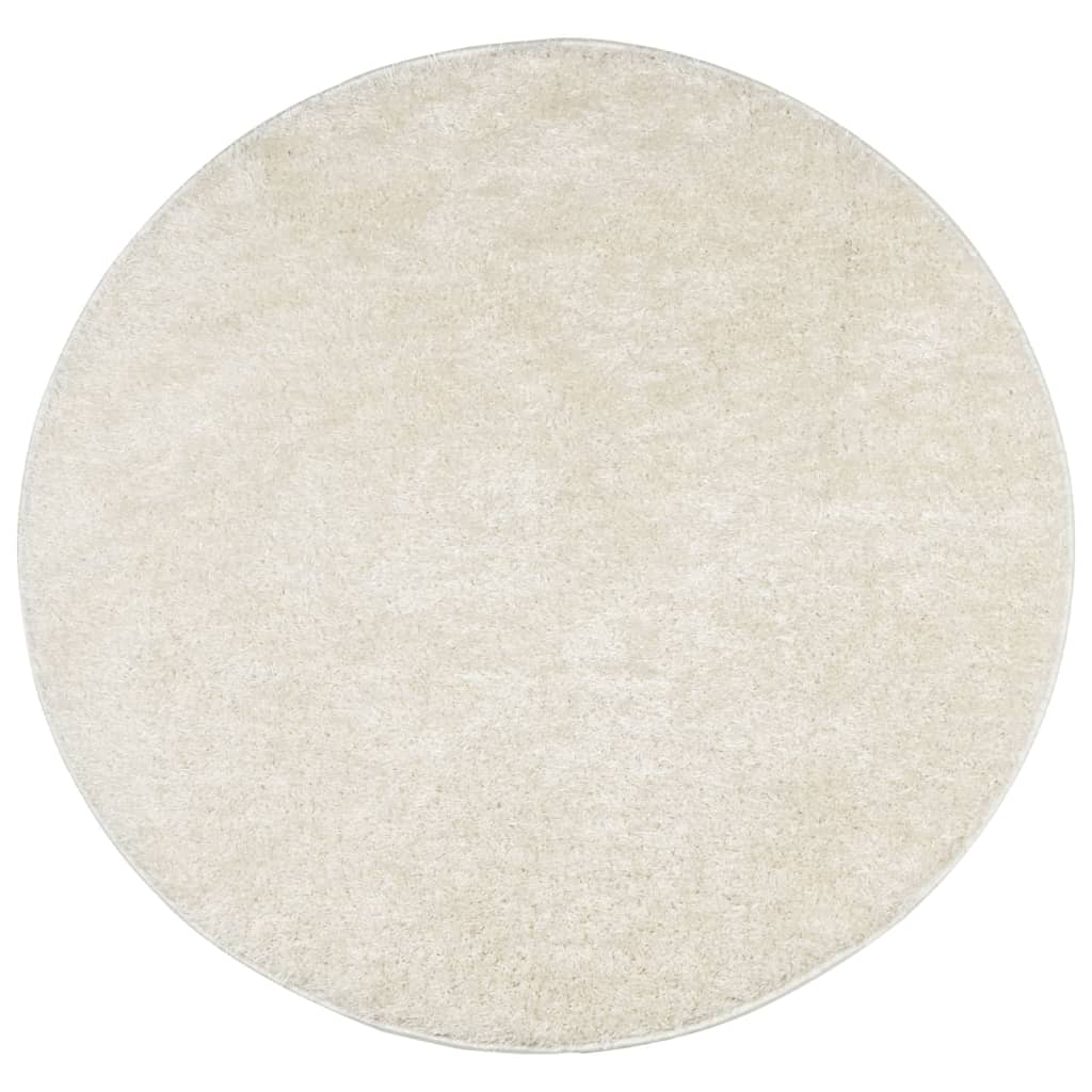 Tappeto a Pelo Lucido Lungo ISTAN Effetto Crema Ø 80 cm - homemem39
