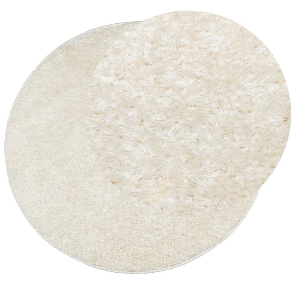 Tappeto a Pelo Lucido Lungo ISTAN Effetto Crema Ø 80 cm - homemem39