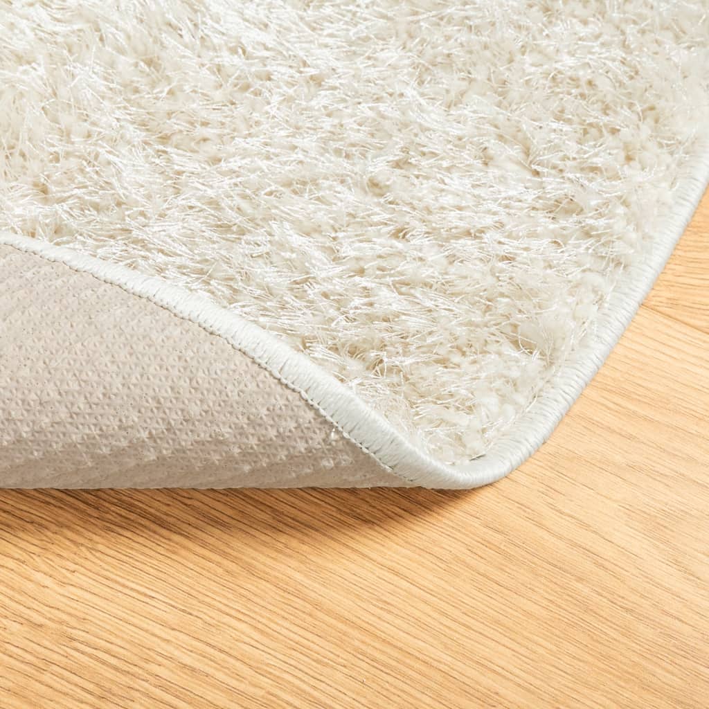 Tappeto a Pelo Lucido Lungo ISTAN Effetto Crema Ø 80 cm - homemem39