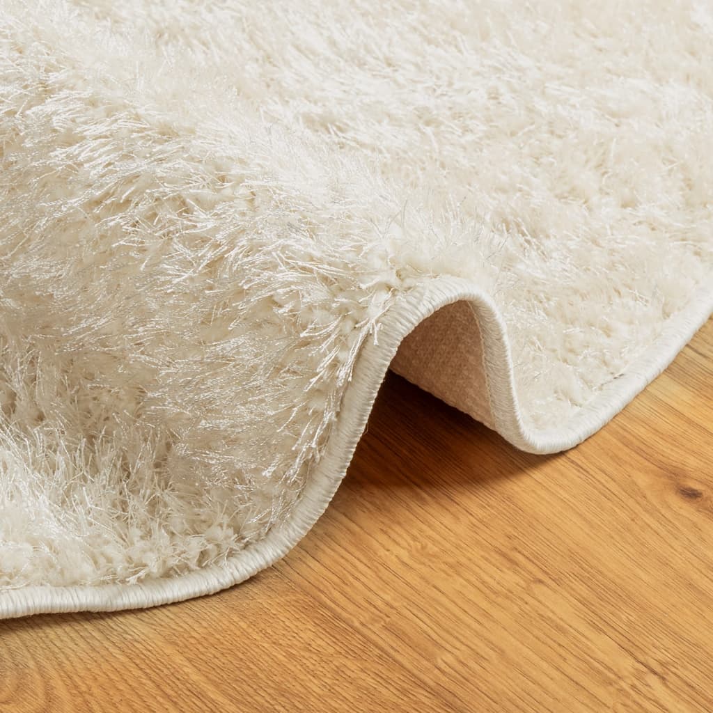 Tappeto a Pelo Lucido Lungo ISTAN Effetto Crema Ø 80 cm - homemem39