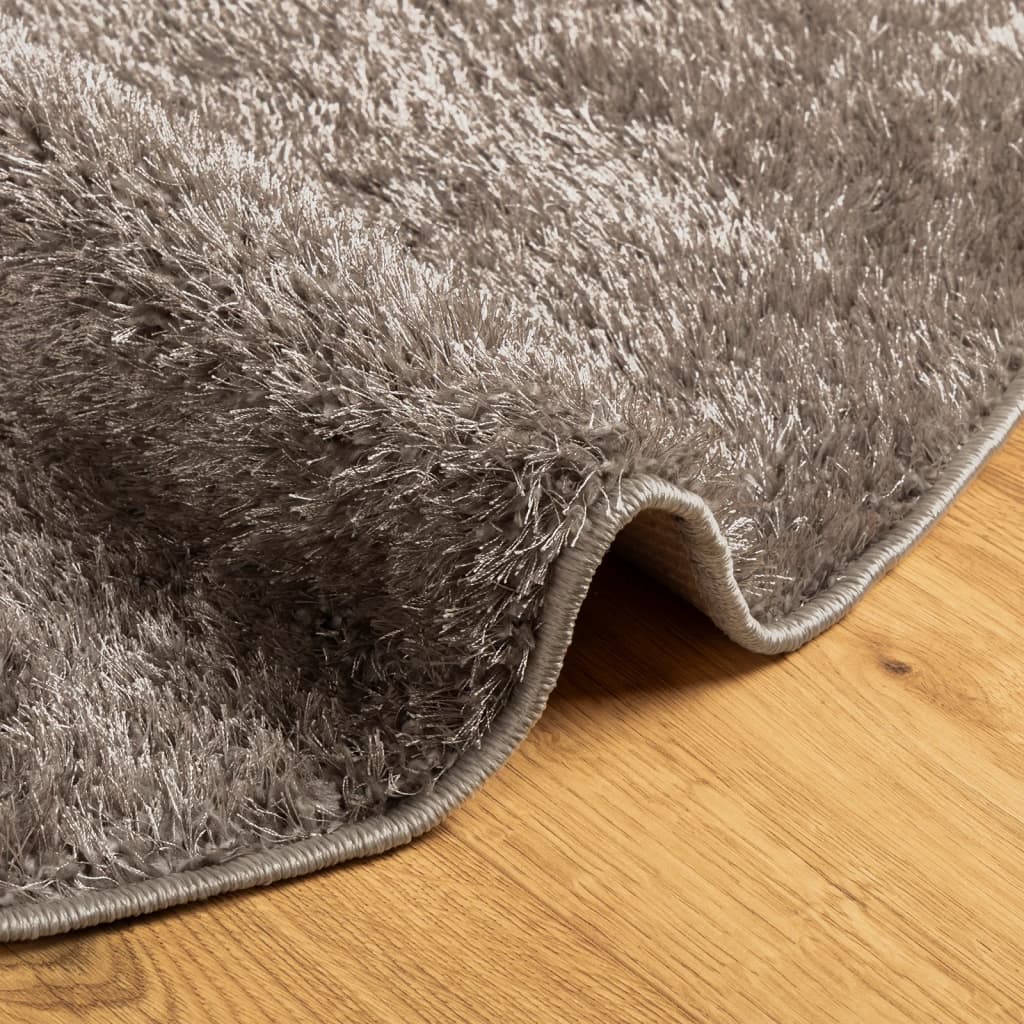 Tappeto a Pelo Lucido Lungo ISTAN Effetto Grigio Ø 120 cm - homemem39