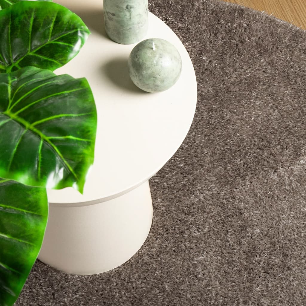 Tappeto a Pelo Lucido Lungo ISTAN Effetto Grigio Ø 120 cm - homemem39
