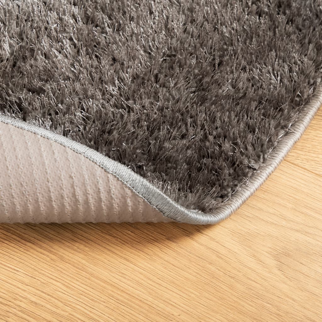 Tappeto a Pelo Lucido Lungo ISTAN Effetto Grigio Ø 200 cm - homemem39