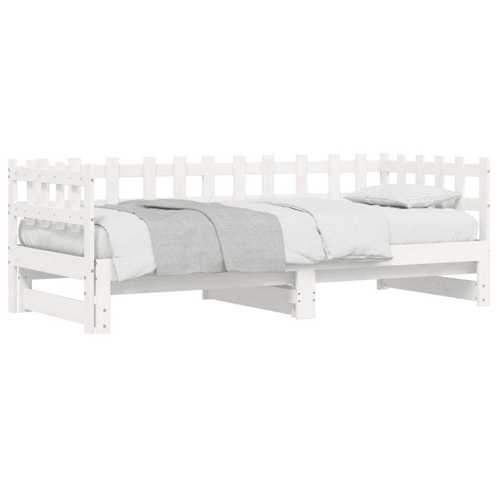Dormeuse Estraibile Bianca 2x(80x200) cm Legno Massello di Pino - homemem39