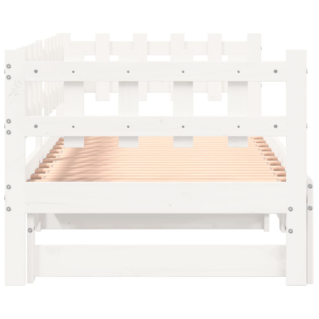 Dormeuse Estraibile Bianca 2x(80x200) cm Legno Massello di Pino - homemem39