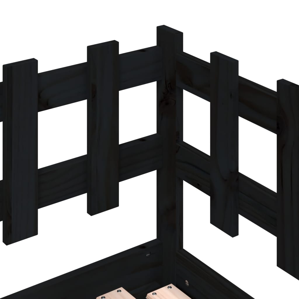 Dormeuse Estraibile Nera 2x(80x200) cm Legno Massello di Pino | homemem39