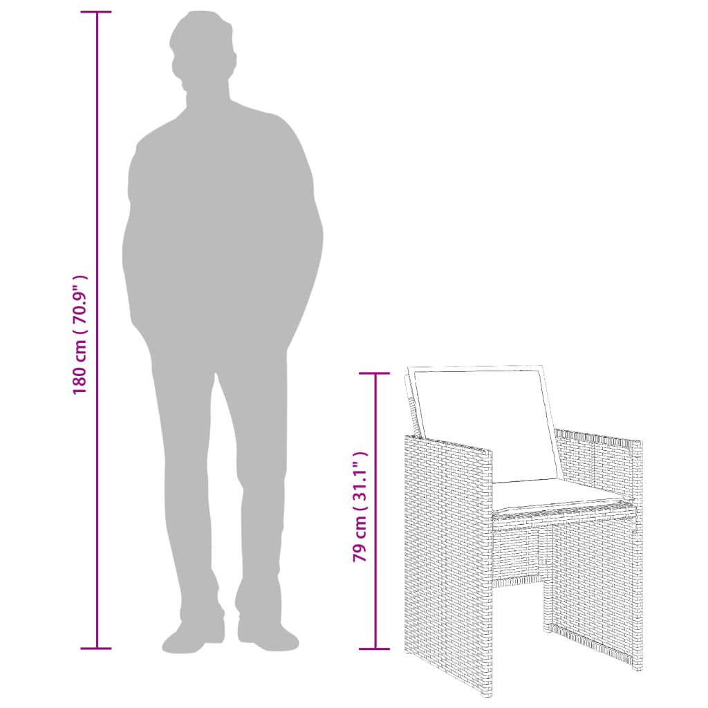Sedie da Giardino con Cuscini 4 pz Nere in Polyrattan