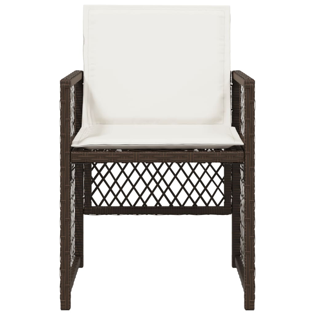 Sedie da Giardino con Cuscini 4 pz Marroni in Polyrattan