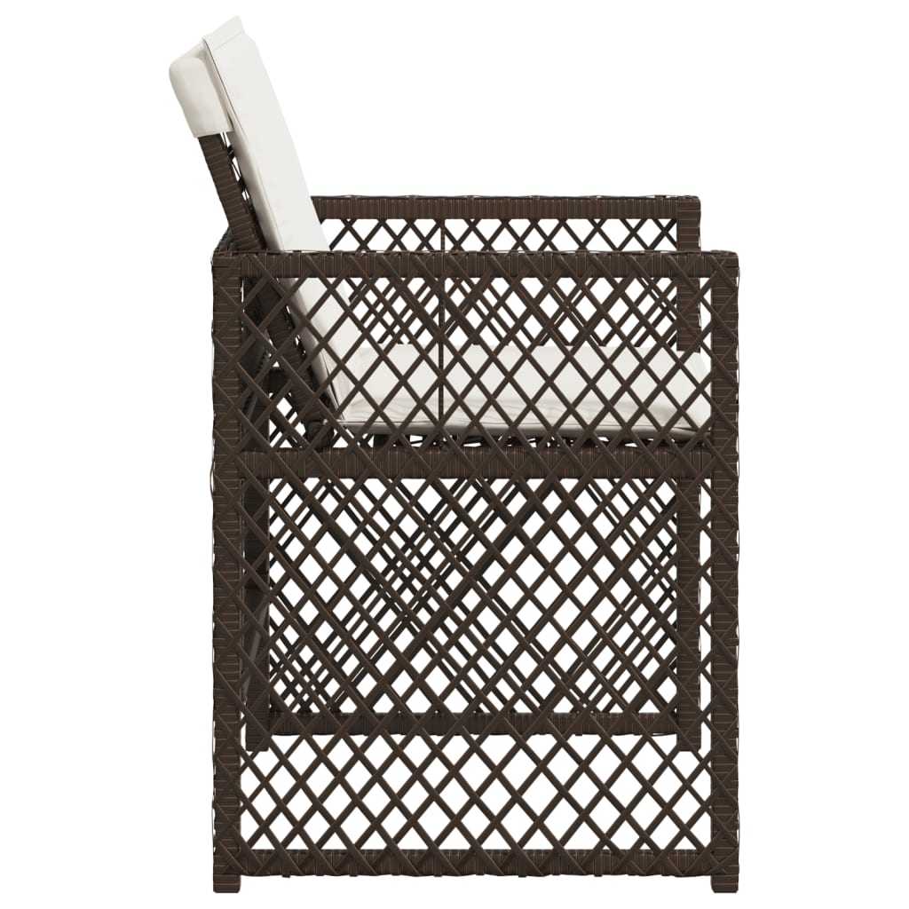 Sedie da Giardino con Cuscini 4 pz Marroni in Polyrattan