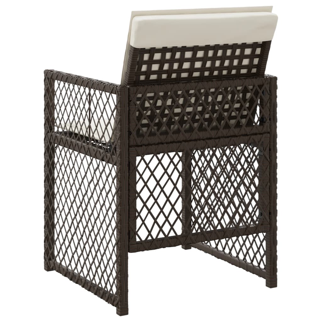 Sedie da Giardino con Cuscini 4 pz Marroni in Polyrattan