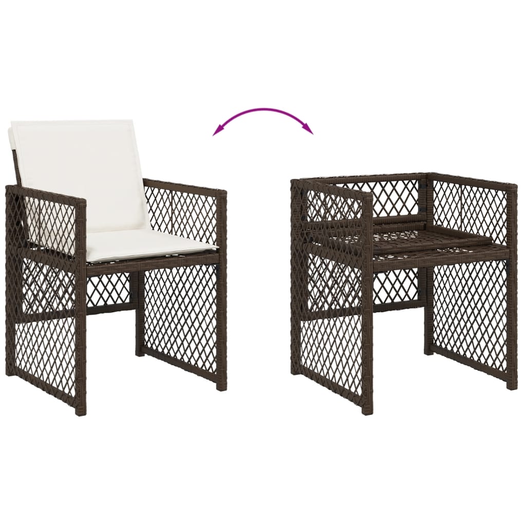 Sedie da Giardino con Cuscini 4 pz Marroni in Polyrattan