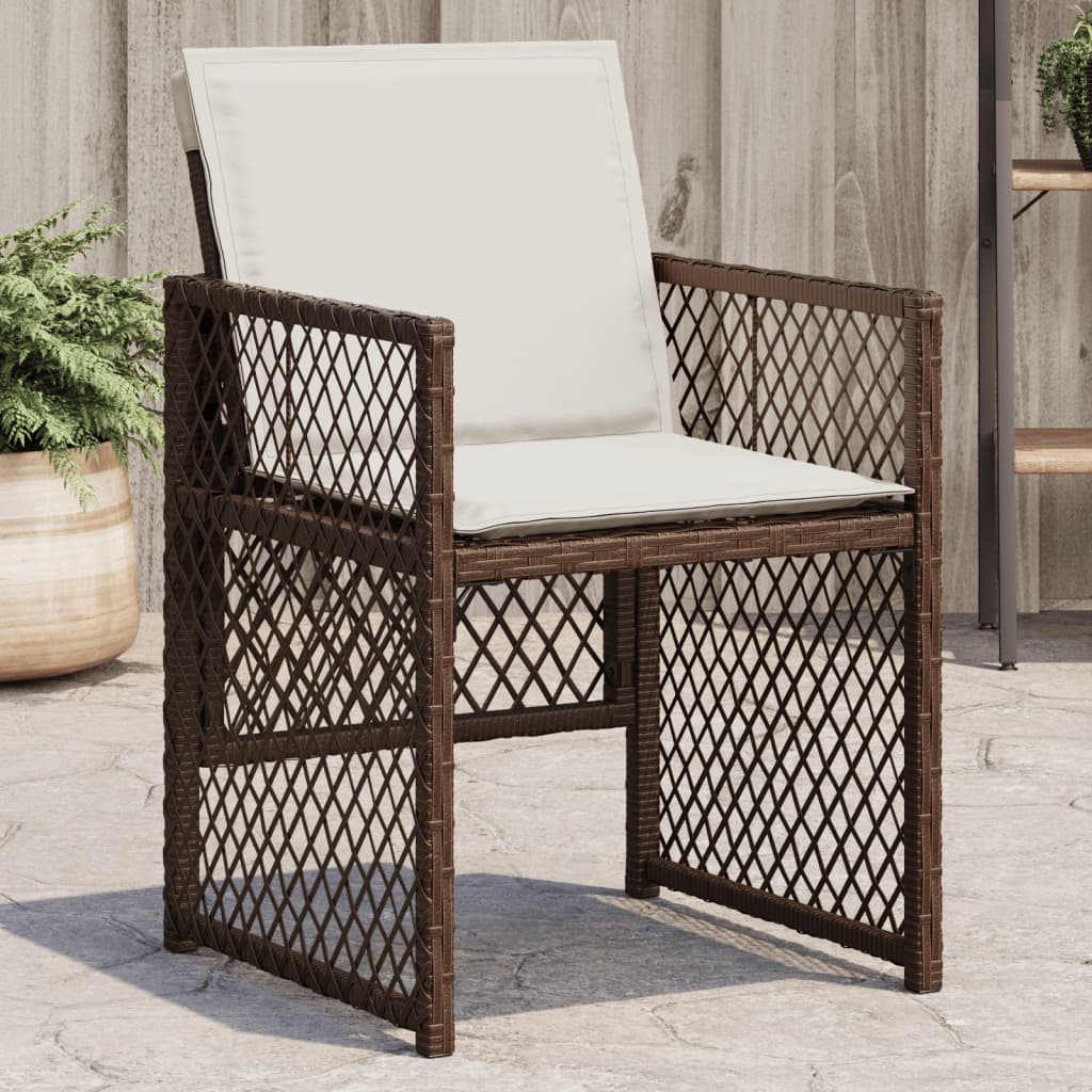 Sedie da Giardino con Cuscini 4 pz Marroni in Polyrattan