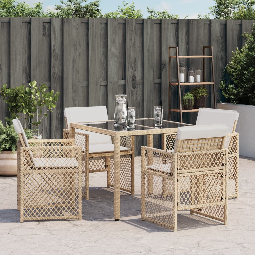 Sedie da Giardino con Cuscini 4 pz Beige in Polyrattan