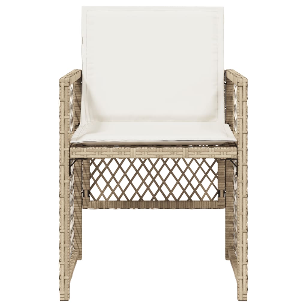Sedie da Giardino con Cuscini 4 pz Beige in Polyrattan