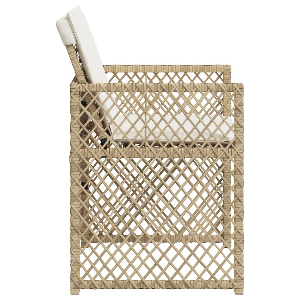 Sedie da Giardino con Cuscini 4 pz Beige in Polyrattan