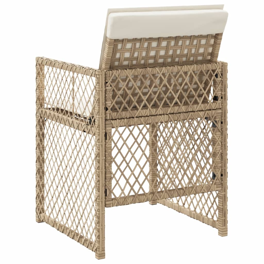 Sedie da Giardino con Cuscini 4 pz Beige in Polyrattan